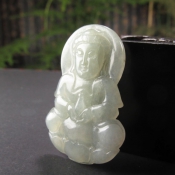 緬甸翡翠A貨冰熒玉觀音掛件/翡翠玉石觀音項墜玉佩/翡翠玉觀世音菩薩/玉緣軒正品
