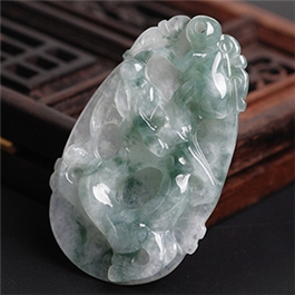 天然翡翠掛件--老坑糯種飄藍花生肖龍D08X-119