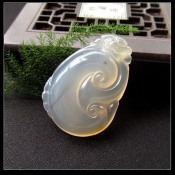 純天然冰彩玉髓玉如意吊墜/冰種如意掛件/吉祥如意花件/玉緣軒正品
