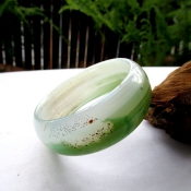 遠山新雨&精品純天然寬版水草綠瑪瑙玉手鐲