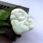 純天然緬甸a貨飄綠翡翠玉富貴有余吉祥掛件/玉緣軒正品