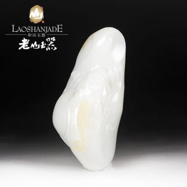 羅永東作品和田玉羊脂玉籽料把件貔貅紋路清晰