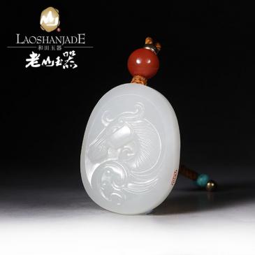 許永剛大師作品和田玉牌羊脂玉牌龍馬精神牌