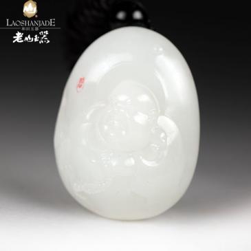 袁長軍作品和田玉羊脂玉掛件佛玉雕大師