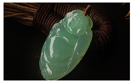 天然翡翠掛件--精品老坑冰種清新淺綠均色極細膩均勻水潤晶瑩小巧玲瓏精雕逍遙佛