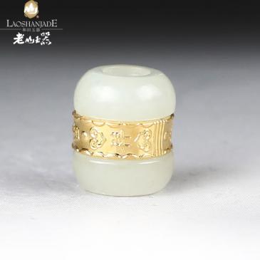 和田玉金鑲玉掛件路路通吉祥如意(一口價)