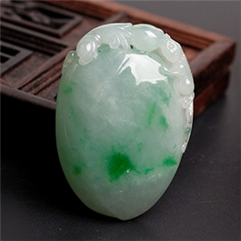 天然翡翠掛件--老坑冰糯種陽綠飄花立體精雕福瓜