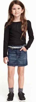 Denim skirt with glittery belt