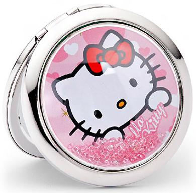 Hello Kitty化妆镜/水晶钻----镶有130颗水晶，银色化妆镜，官方授权正版凯蒂猫