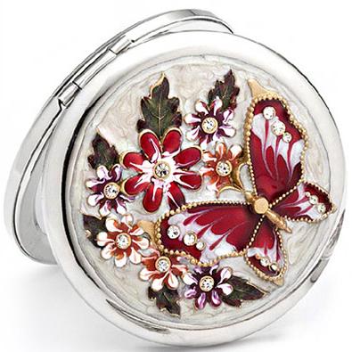 蝶恋花----精品化妆镜,欧式高档纯手工彩绘，进口奥地利水晶钻