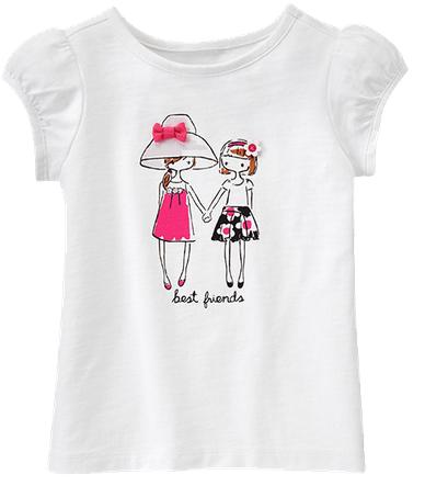 女婴/女孩/女童短袖女孩图案T恤