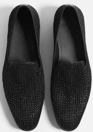黑色编织乐福鞋