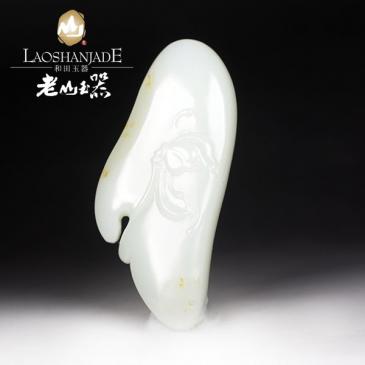 張國軍作品和田玉青白玉籽料手把件一品清廉大師作品