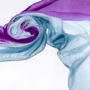 正品丝绸-紫蓝渐变色真丝长巾