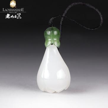 和田玉掛件玉蘭花玉墜女款吊墜