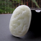 天然和田玉青白玉龍鳳玉佩掛件