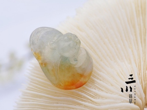 冰種淡紅色天然A貨翡翠瑞獸吊墜