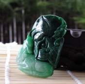 干青翡翠福祿壽掛件/緬甸翡翠玉石福壽吉祥花件/翡翠玉項墜吊墜/玉緣軒正品