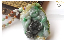 天然翡翠手玩把件--精品珍藏老坑冰種多彩俏色精雕魚翁金蟾財源滾滾來多彩華麗精美玉珠把繩