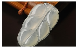 天然翡翠掛件--老坑冰種瑩白均色細潤晶瑩雙面精雕玉葉
