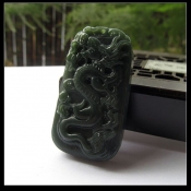 精致純天然新疆和田青玉龍牌掛件/玉緣軒正品