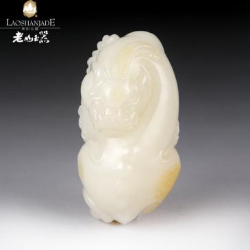 郭海軍作品新疆和田羊脂玉籽料把件貔貅78.22g玉雕大師收藏