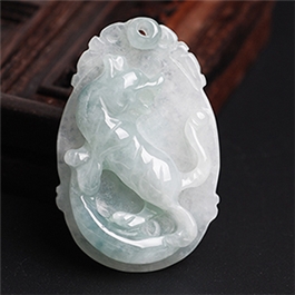 天然翡翠掛件--老坑糯種飄藍(lán)花生肖虎D08X-113