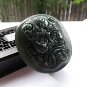 精品新疆和田玉辟邪虎頭皮帶扣/玉皮帶扣腰佩/青玉玉石腰帶扣腰佩件腰掛/玉緣軒正品