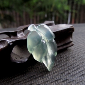 純天然冰種岫玉樹葉吊墜/玉緣軒正品
