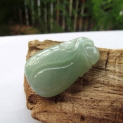 精品純天然緬甸老坑A貨冰潤豆綠翡翠玉吉祥平安鳥兒花件吊墜