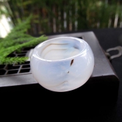 純天然巴西水草瑪瑙寬版玉指環(huán)