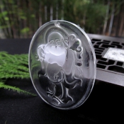 純天然白水晶如意逍遙佛玉牌掛件