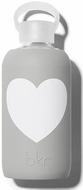 Bkr®Silicone+GlassLondonHeartWaterBottleInLightGrey