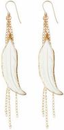 HeatherGardnerGoldWrappedFeatherChainEarringsInIvory