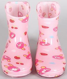 Toddler Girl Jelly Rabbit And Strawberry Round Toe Rain Boots
