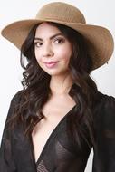StrawFauxSuedeBowFloppyHat