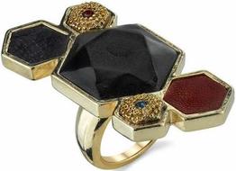 HouseOfHarlow1960MulticoloredRhodiumClusterRing