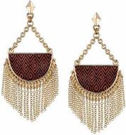 HouseOfHarlow1960TasselCrescentEarringsInRed