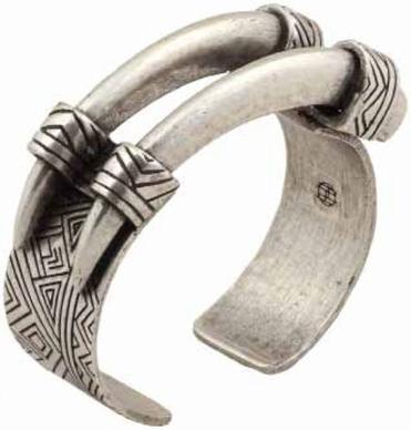 House of Harlow 1960 Engraved Horn Cuff in Silver