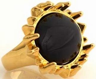 House of Harlow 1960 Spike Oval Cabochon Cocktail Ring in Yellow Gold