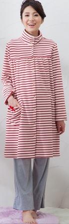 Fluffy Lining Striped Pattern Maternity Pajamas (Prenatal & Postpartum)