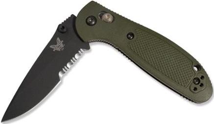 Benchmade556Mini-GriptilianSerratedLockingKnife-Olive