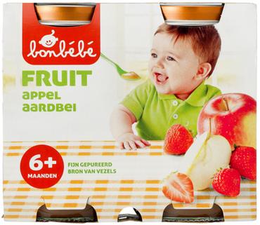 Bonbébé6mndFruitAppel&Aardbei2PotjesVan200Gr