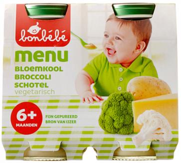 Bonbébé6mndMenuBloemkoolBroccoliSchotelVegetarisch2PotjesVan200Gr