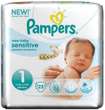 Pampers New Baby Sensitive Maat 1 (1 Pak van 23 stk)