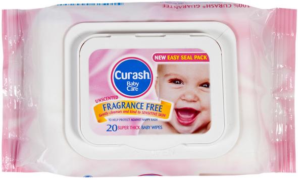 Curash Travel Wipes Fragrance Free 20 Pack