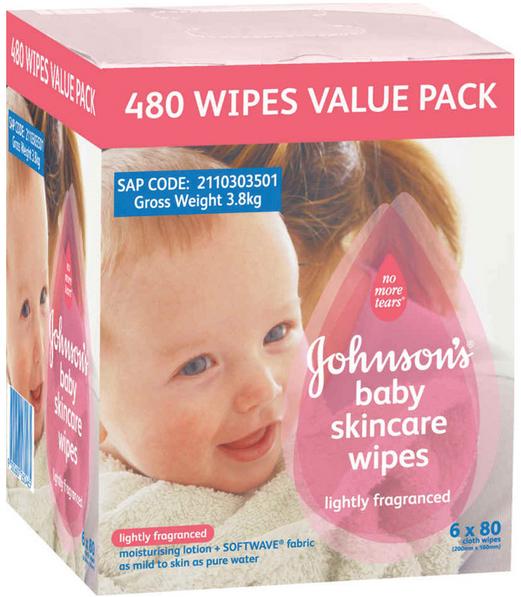 Johnson&Johnson-Johnson'sBabyWipesSkincareLightlyScented6x80