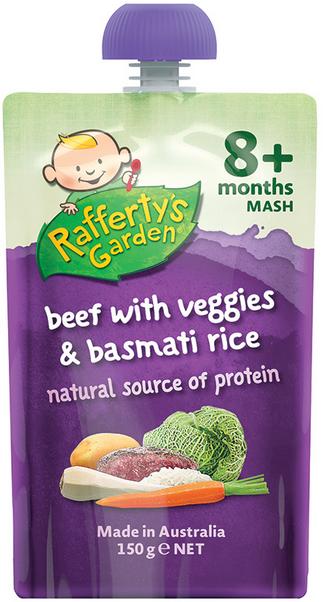 Raffertys Garden 8+ Months Beef with Vegetables & Basmati Rice 150g