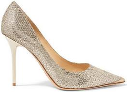 JIMMYCHOOAbelLeather-trimmedGlitteredMeshPumps