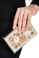 FloralEmbellishedBoxClutch-Gold